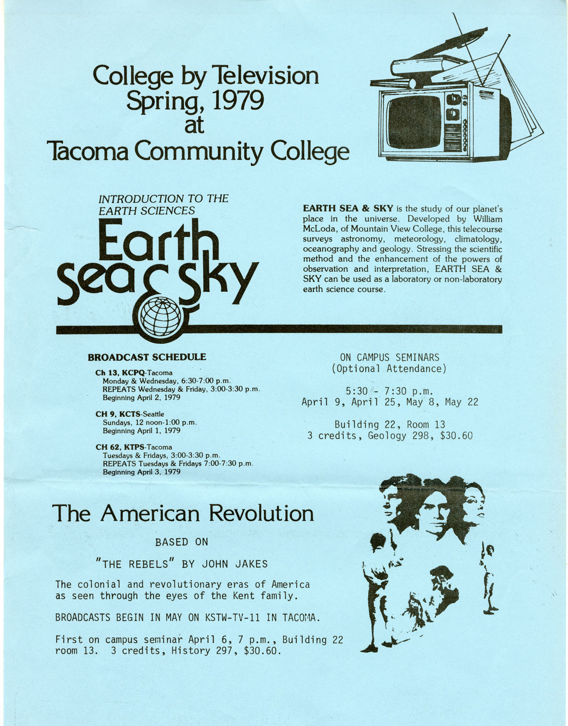 Mailer for "Earth, Sea and Sky" and "The American Revolution" TV courses