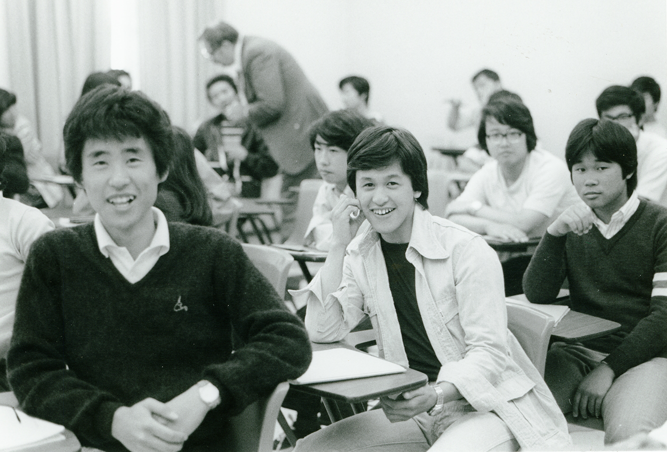 Japanese students sitting in classroom
